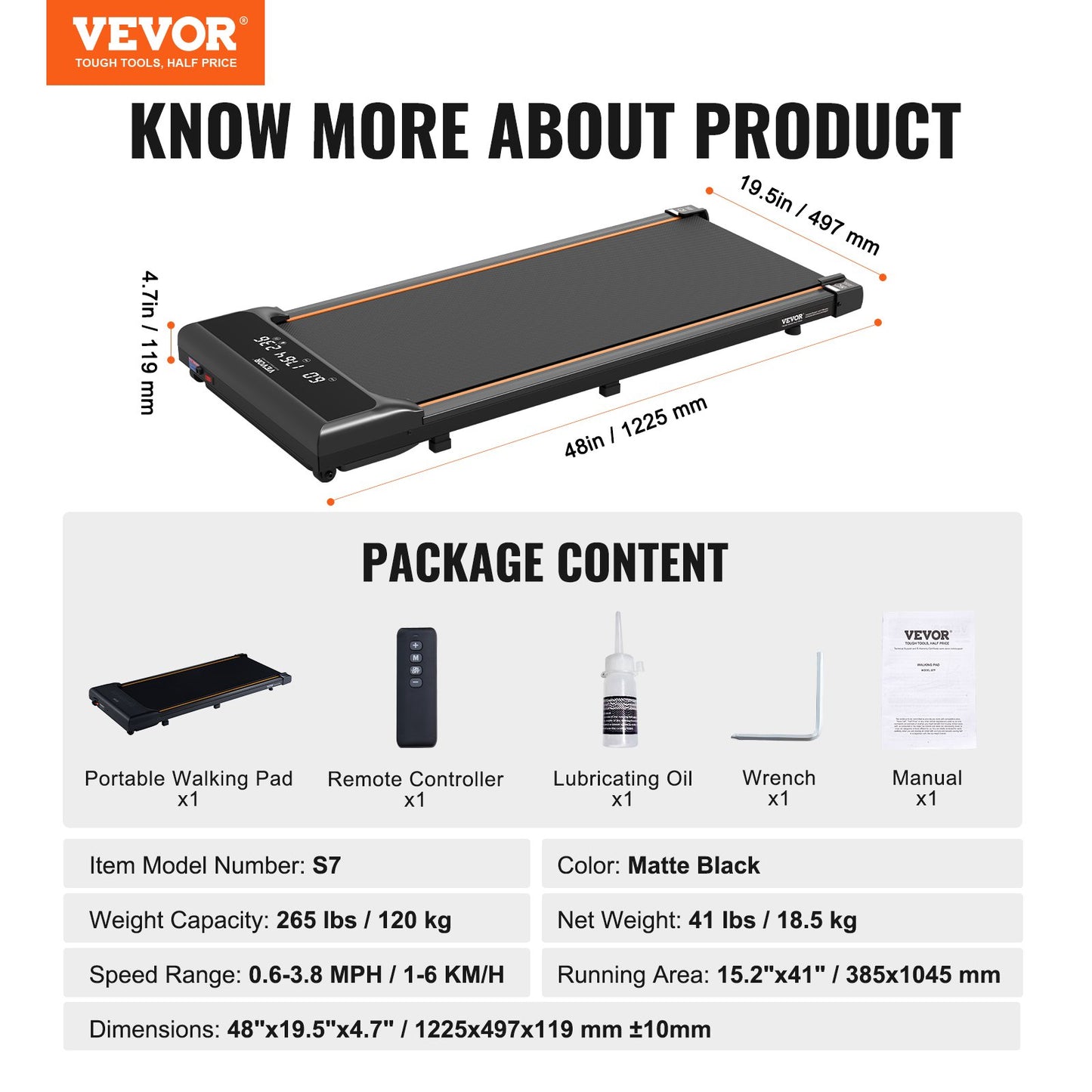 Walking Pad, Under Desk Treadmill for Home Office, Working Walking Jogging Machine, 265 Lbs Capacity 2.5HP Portable Lightweight Walking Pad, with Remote Control and LED Display