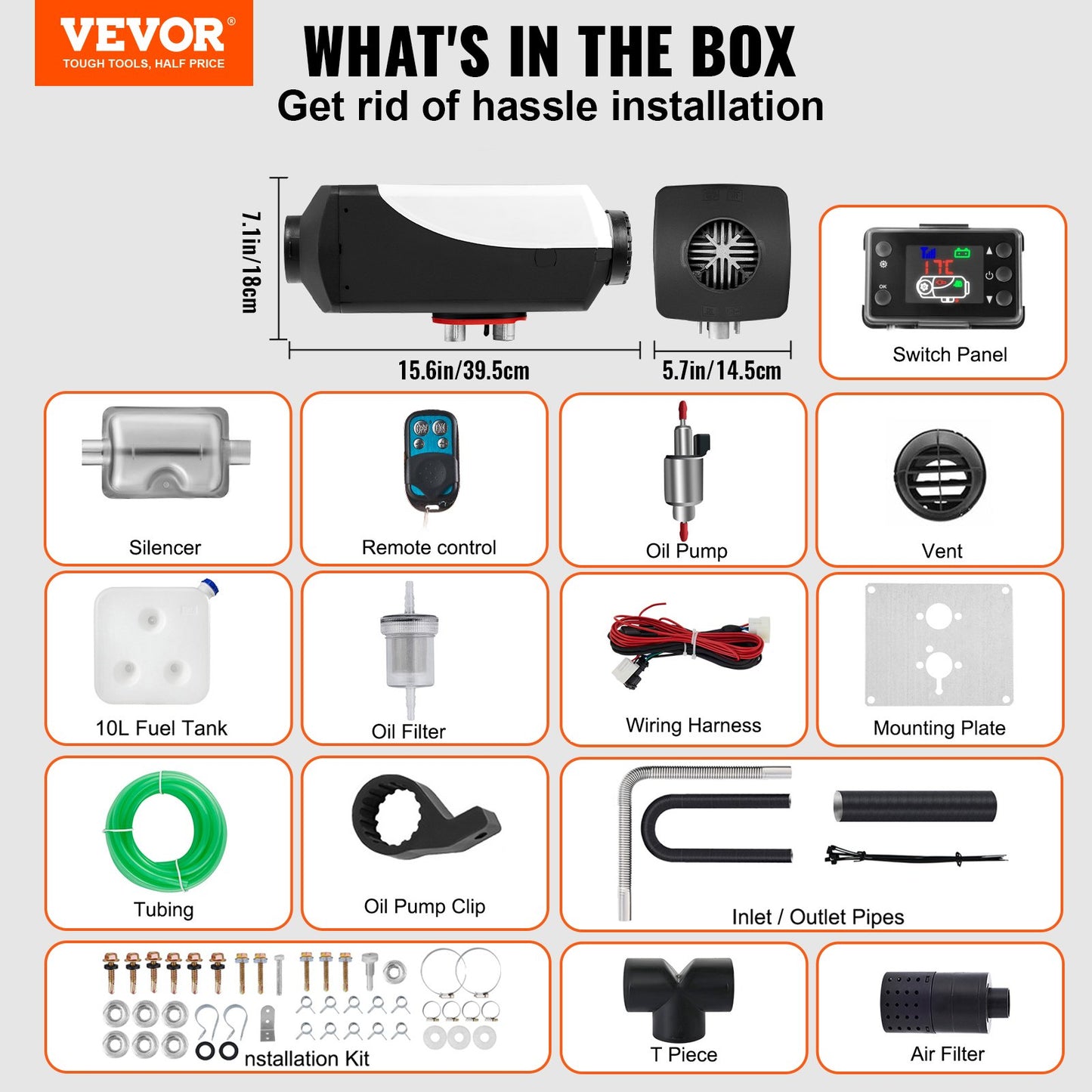 12V Diesel Parkeringsvärmare, 8KW Diesel Luftvärmare, Diesel Luftvärmare, Luftparkeringsvärmare, Luftdieselvärmare, Parkeringsvärmare för Bil Husbil Båt Lastbil Husbil Buss