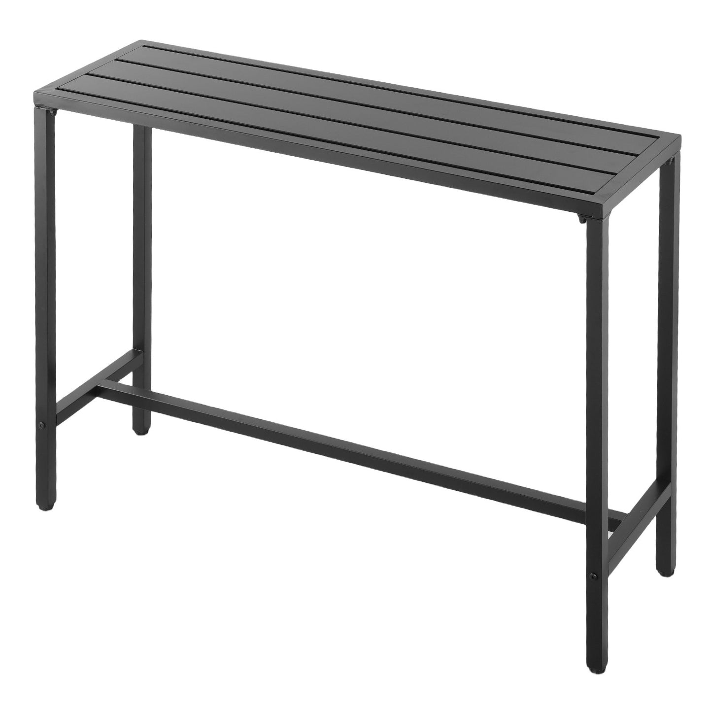 Barbord för utomhusbruk, 120 x 37,5 cm barbord för uteplats, vattentät bordsskiva och robust metallram, matbord i rektangulärt utförande, utemöbler för balkong, trädgård, bubbelpool, pool, inomhusbruk