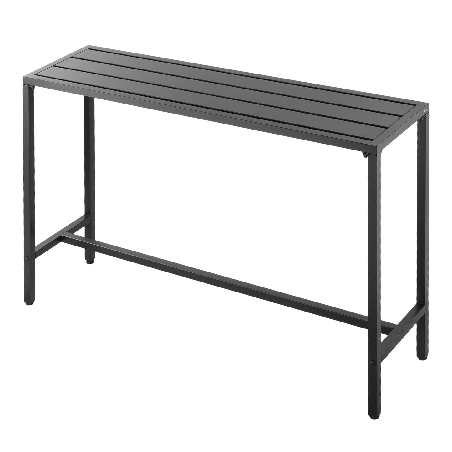 Outdoor Bar Table, 140 x 37.5 cm Patio Bar Table, Waterproof Top & Sturdy Metal Frame, Rectangle Counter Height Dining Tables, Outdoor Furniture for Balcony, Yard, Hot Tub, Poolside, Indoor
