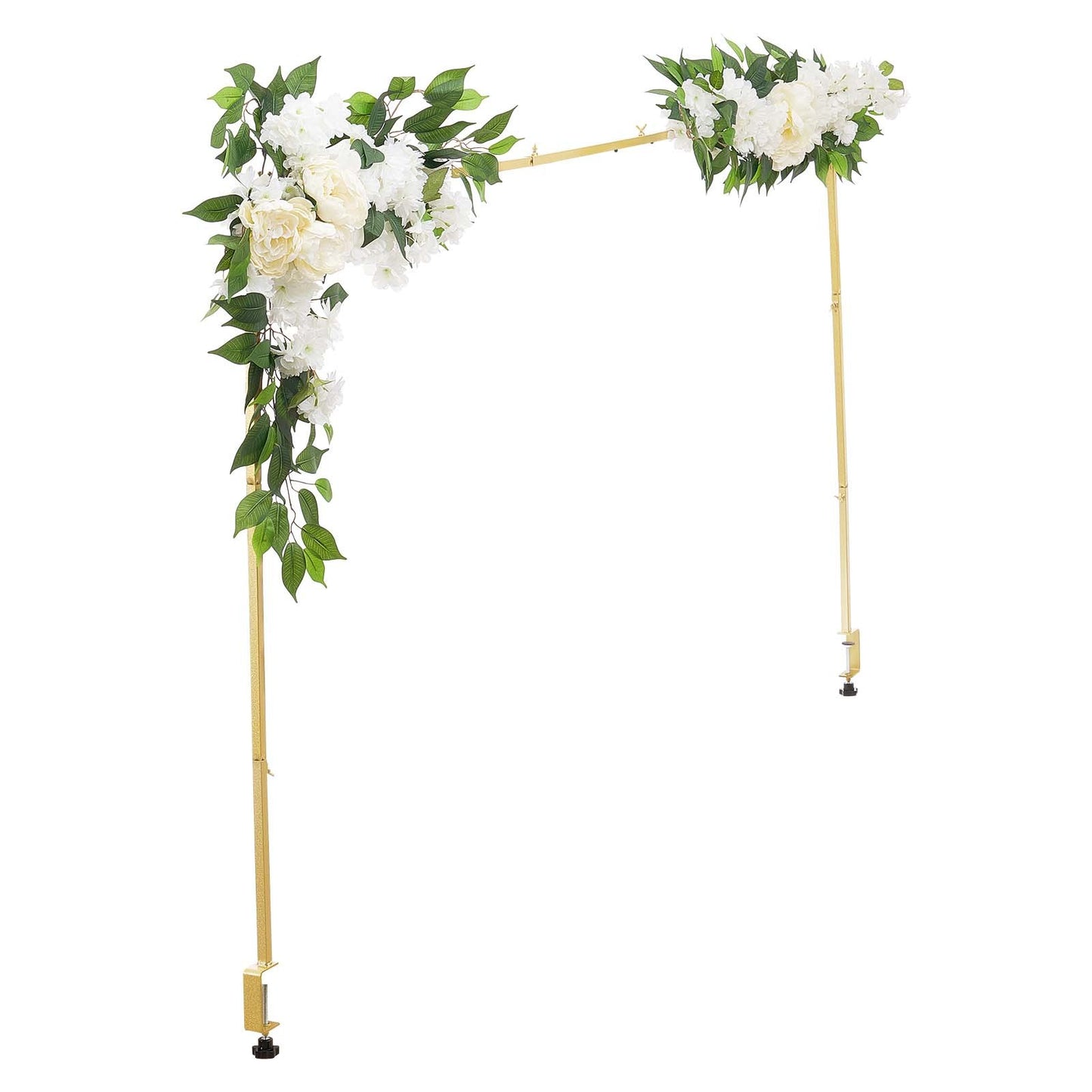 Over the Table Rod Stand with Clamps, Adjustable 71-249 cm Length & 33-106 cm Height, Table Arch Stand with Floral Accessories, Gold Balloon Frame for Wedding Birthday Party Christmas Decoration