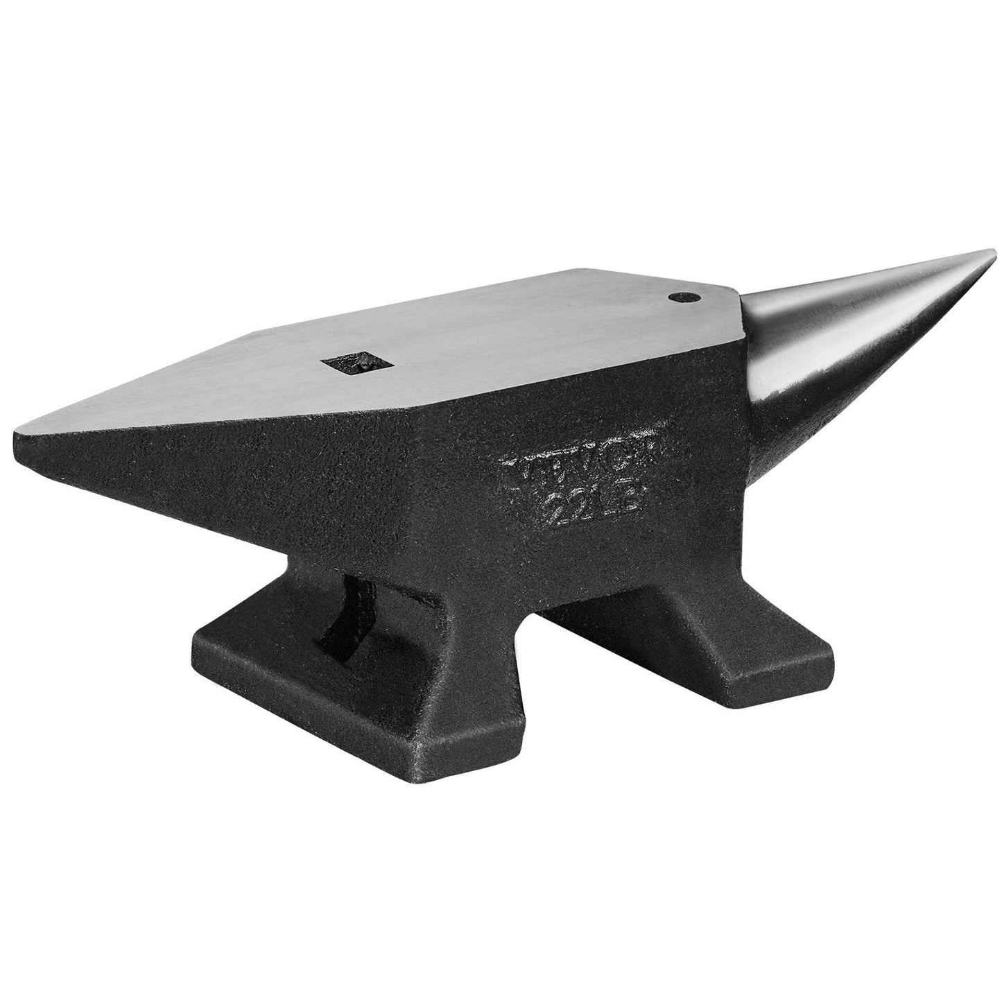 Single Horn Anvil, 10 kg Cast Steel Anvil, High Hardness Rugged Round Horn Anvil Blacksmith, Large Countertop and Stable Base, with Round and Square Hole, Metalsmith Tool for Bending and Shaping