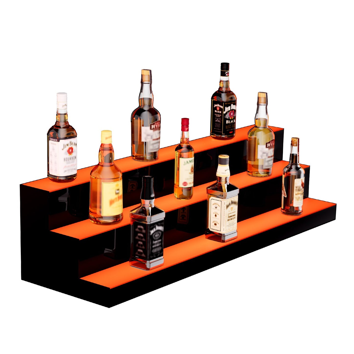 LED Lighted Liquor Bottle Display Bar Shelf RF & App Control 101.6 cm 3-Step