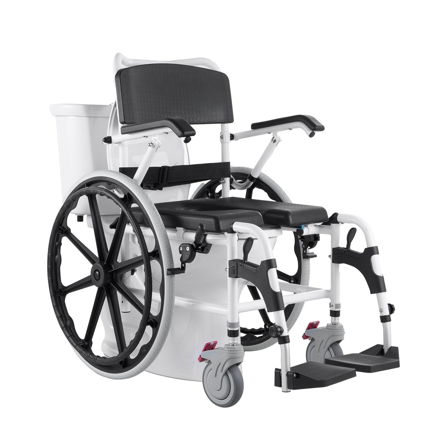 Shower Wheelchair 17.5in/44.5 cm Al Alloy Commode Bathroom Wheelchair for Disabled