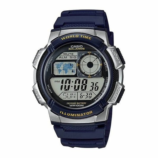 Casio WORLD TIME ILLUMINATOR - 5 ALARMS, 10 YEAR BATTERY Svart Grå (Ø 40 mm) (Ø 43 mm)