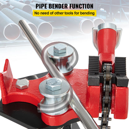 Tripod Pipe Chain Vise | 1/8"-5" Pipe Capacity | 92.5 cm Length | Portable Folding Steel Legs | Grab, Support, and Bend Pipes | Ideal for Factory, Workshop, and Home Use