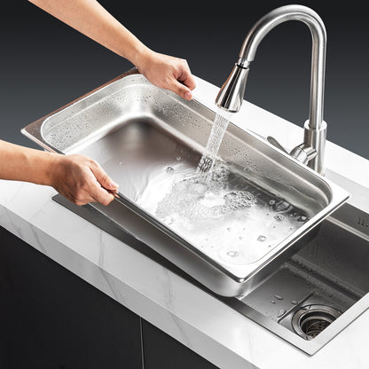 Hotellpanna, fullstor ångpanna med anti-jam-funktion, 0,8 mm tjock ångpanna i rostfritt stål för restaurang, 4 tum djup kommersiell bordspanna, förvaringspanna för catering, för industri och vetenskap