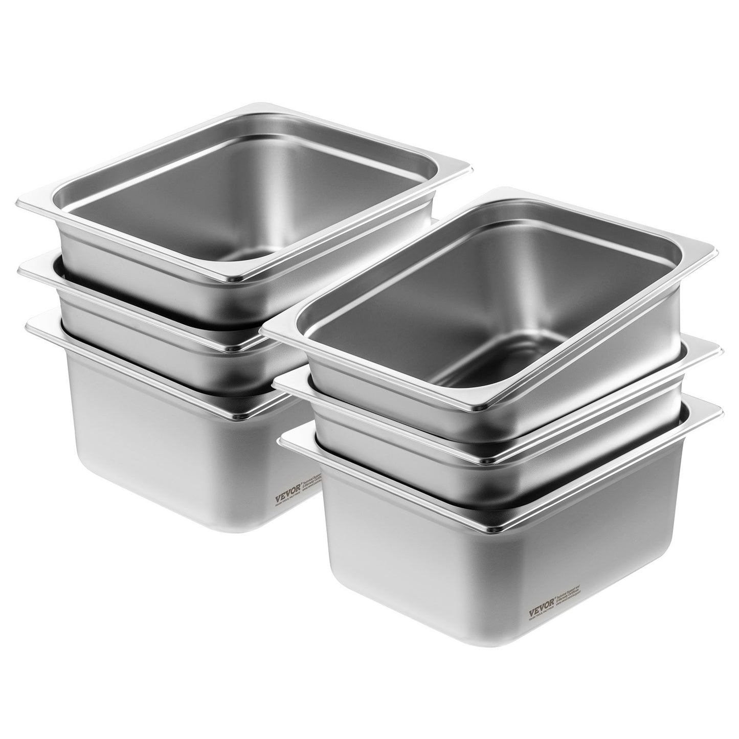 6 Pack Hotel Pans, 1/2 Size Anti-Jam Steam Pan, 0.8mm Thick Stainless Steel Restaurant Steam Table Pan, 6-Inch Deep Commercial Table Pan, Catering Storage Food Pan, for Industrial & Scientific