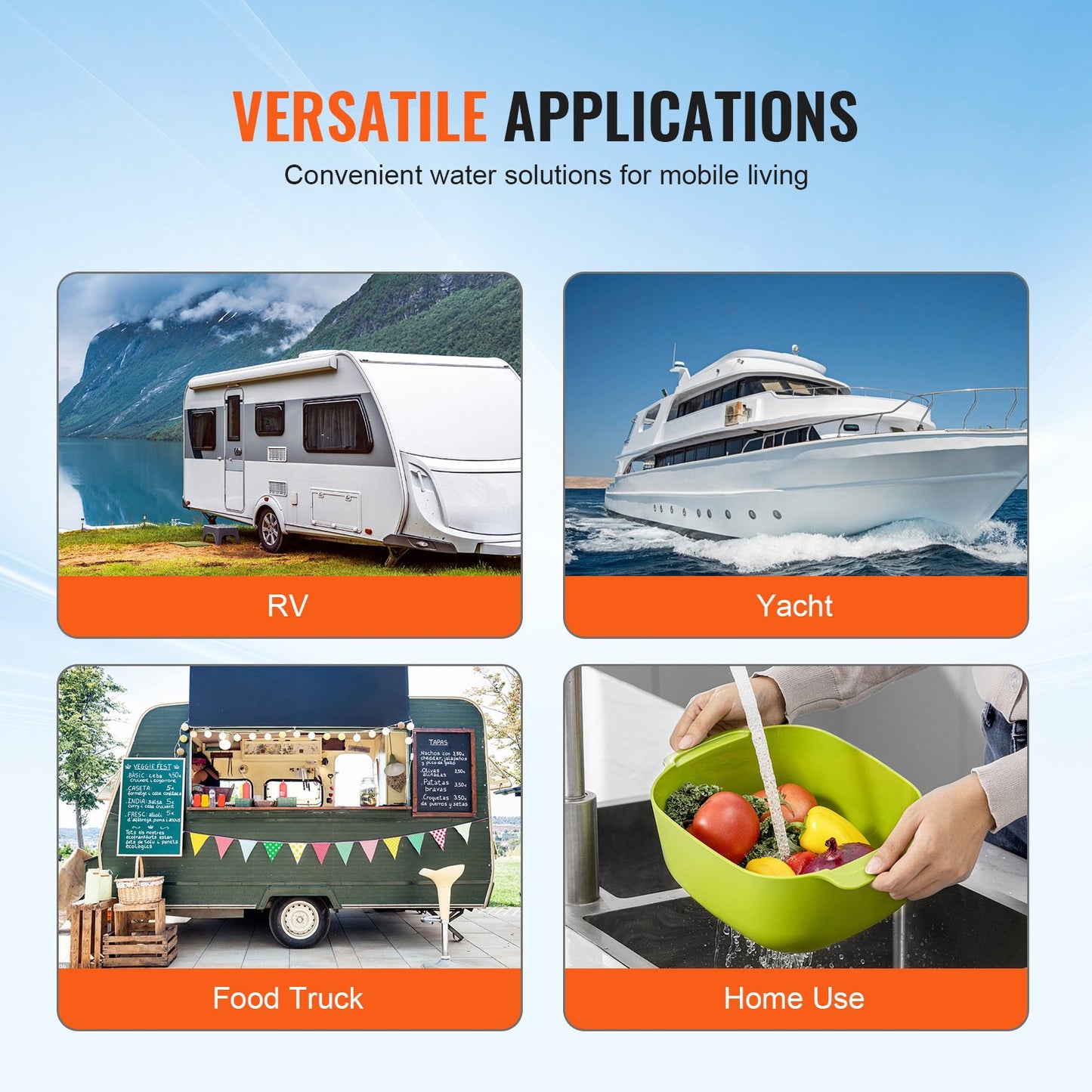 12V Diaphragm Pump, 3.5 GPM (13.25 L/min), 3-Chamber 12 Volt DC Water Pump with Automatic Pressure Switch 2.7-6.9 bar(40-100 PSI) Adjustable, 3.4 bar(50 PSI), 12.7mm(1/2") MNPT Port, for RV Yacht Food Truck Camper Marine