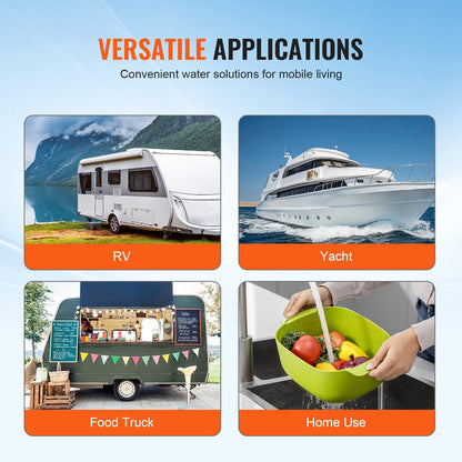 12V Diaphragm Pump, 3.5 GPM (13.25 L/min), 3-Chamber 12 Volt DC Water Pump with Automatic Pressure Switch 2.7-6.9 bar(40-100 PSI) Adjustable, 3.4 bar(50 PSI), 12.7mm(1/2") MNPT Port, for RV Yacht Food Truck Camper Marine