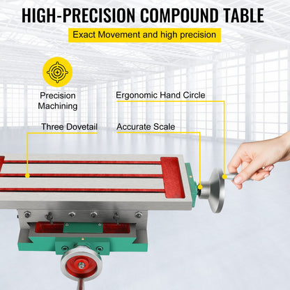 Milling Table 17.7×6.7Inch (450 x 170 mm) Compound Slide Milling Table 30KG Multifunction Worktable Cross Milling Machine Compound 2 Axis 4 Ways for All Drill Stands Bench Drilling Milling Machine