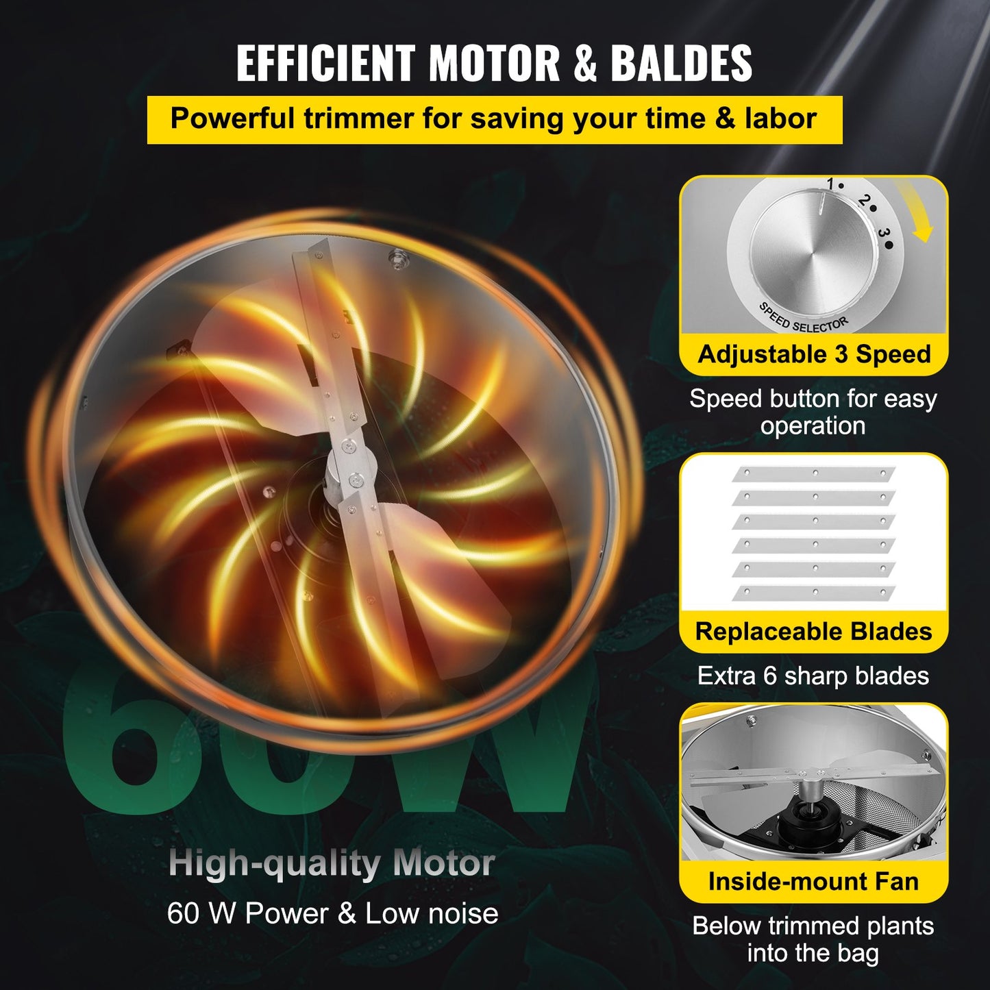 45.7 cm Table Hydroponic 3 Speed Electric Leaf Bud Trimmer Trim Reaper W/ 6 Extra Blades