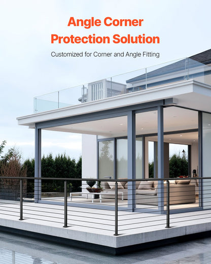 Cable Railing Post, 36x1x2 Inch Corner Railing Post, with L-Shaped Pre-Drilled Holes, Stainless Steel Cable Rail Post with Horizontal and Curved Bracket, 1-Pack, Black, 1JZLGZXHS914IVCFL001V0