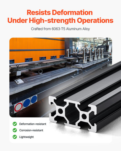 4PCS 39.4 in (1000mm) T Slot 2040 Aluminum Extrusion Profile, European Standard Anodized Linear Rail, High-Strength Extruded Aluminum Rail for 3D Printer, CNC Machine DIY, Laser Engraving, Black