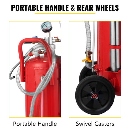 5 gallon/22,7 l oljesug, bärbar luftpneumatisk spilloljesug för garage, avlopp, avloppstank