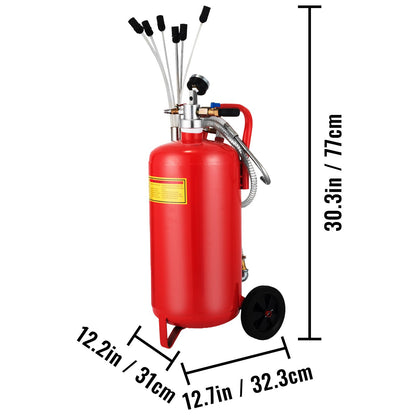 5 gallon/22,7 l oljesug, bärbar luftpneumatisk spilloljesug för garage, avlopp, avloppstank