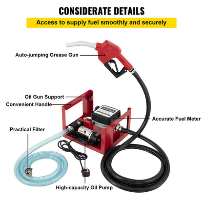 40 L Diesel Pump, Heating Oil Pump, 300 W Self-Priming Oil Pump, Oil Suction Pump, Self-Priming, Diesel Fuel Transfer Pump, Counter Automatic Pump
