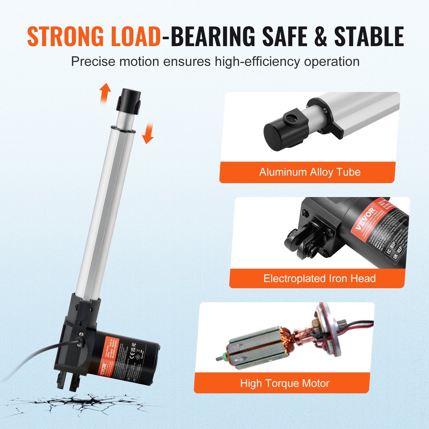 24V Linear Actuator Kit 25.4 cm 2.5 cm/s 99.8 kg/1000N with IP44 Protection