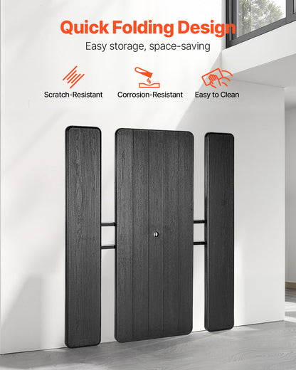 Foldable Picnic Table, 6 FT Folding Picnic Tables with Benches, Steel Outdoor Bench Set with Umbrella Hole, Large Outside Dining Table for Patio Garden Yard Poolside (Black)