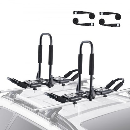 Kayak Roof Rack 1 Pair J-Bar, Soft Roof Rack, Top Mount Tie Down, Carrier for kayak, Surf Board, Canoe, SUP, Ski Board, Mount on Car, SUV, Truck, 2 Kayaks