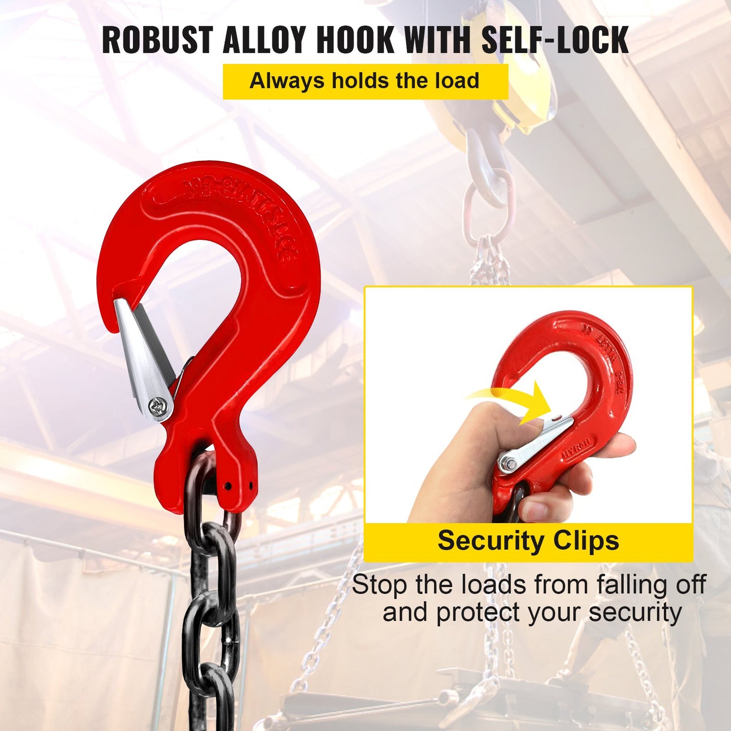 10ft Lifting Chain Sling, 5/16 inch Hanging Lift Chain, 11000lbs Capacity G80 Alloy Steel Engine Chain Hoist Lifts Heavyy Duty 5 Ton with 4 Leg Grab Hooks and Adjuster