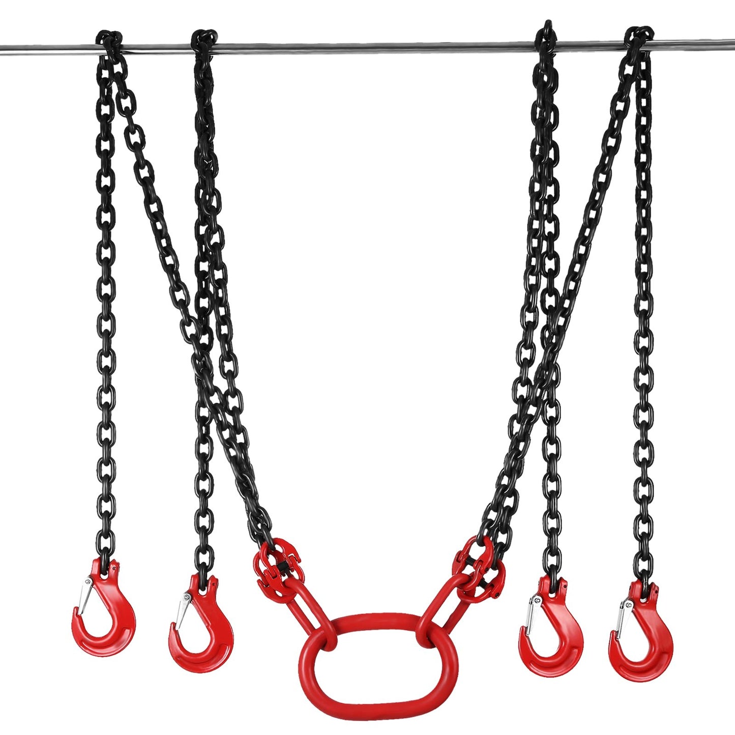 10ft Lifting Chain Sling, 5/16 inch Hanging Lift Chain, 11000lbs Capacity G80 Alloy Steel Engine Chain Hoist Lifts Heavyy Duty 5 Ton with 4 Leg Grab Hooks and Adjuster