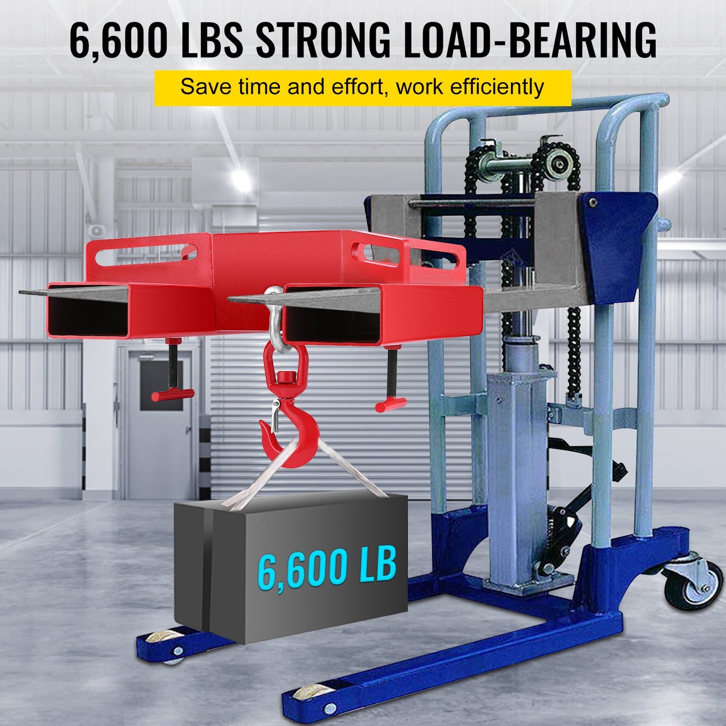 3 Ton Forklift Lifting Hook 6000 LBS/3000KG Capacity Lift Truck Fork Hoist Swivel Hook Mobile Crane Forklift Attachments