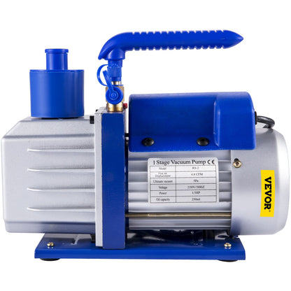 Vakuumpumpsats HVAC Enstegs AC-vakuumpump 283 L/min (4.8CFM) 246W (1/3HP) Luftvakuumpump med 3-ventils A/C-grenrörsmätare Kylmedel Luftkonditionering