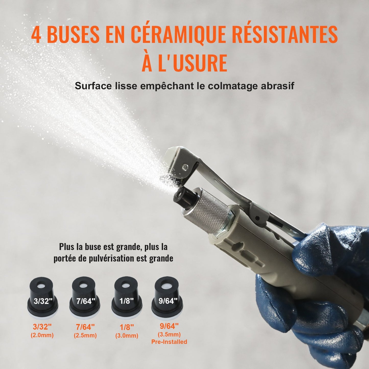 10Gal/40L sandbläster utrustad med munstyckets avstängningsventil, tryckmätare, keramiskt munstycke, 2,5m slang, påfyllningstratt, vattenlås, 6" gummihjul, sandbläster med gruskraft, bärbar sandblästringsutrustning