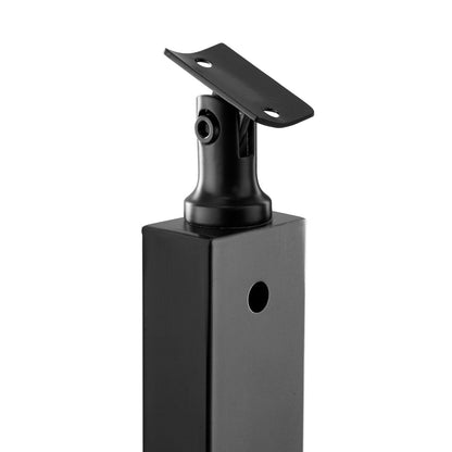 4-Pack Cable Railing Post, 42x1x2 In Horizontal-Hole Deck Railing Post with Pre-Drilled Holes, Stainless Steel Cable Rail Post with Horizontal and Curved Bracket, Black, 4JZLGZXHS106REP67001V0