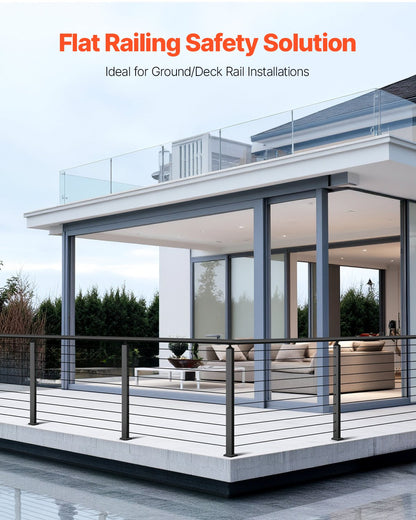 4-Pack Cable Railing Post, 36x1x2 In Horizontal-Hole Deck Railing Post with Pre-Drilled Holes, Stainless Steel Cable Rail Post with Horizontal and Curved Bracket, Black, 4JZLGZXHS914UUOI6001V0