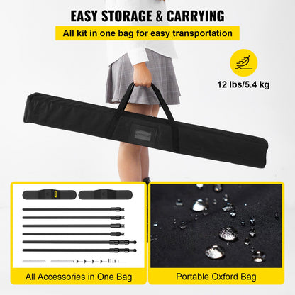 2.44m Display Backdrop Banner Stand Adjustable Telescopic Lightweight Trade Show Wall Exhibitor x 4 PACK