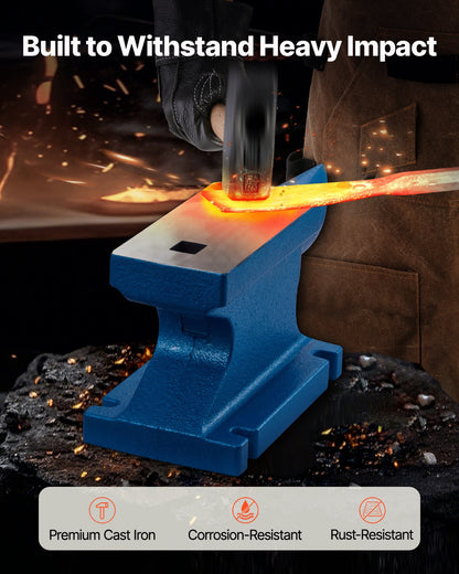 Single Horn Anvil 55Lbs, Cast Iron Anvil Blacksmith Withstands Heavy Blows,Anvil Rugged Round Horn Anvil Blacksmith Jewelers Metalsmith Tool, for Sale Forge Tools and Equipment