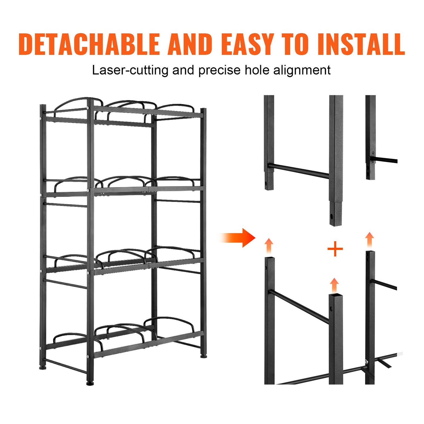 4-våningars vattenkannahållare, 5-gallons vattenflaskhållare, dubbelradig vattenflaskställ för 8 flaskor, kraftig vattenkannaställ för kök, kontor, vardagsrum, svart
