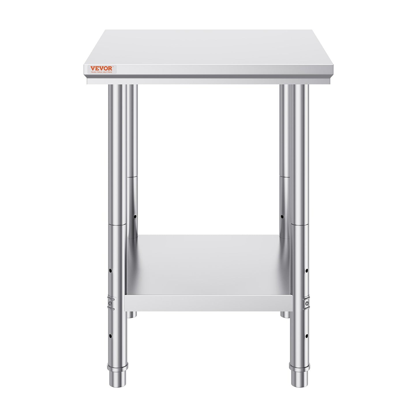 Work Table 24 x 24 x 32 Inches NSF Stainless Steel Work Table for Commercial Kitchen Prep Workbench 60X60X80cm with Lower Shelf Work Table Silvery for Commercial Kitchen Restaurant