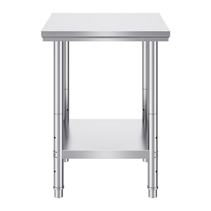 Work Table 24 x 24 x 32 Inches NSF Stainless Steel Work Table for Commercial Kitchen Prep Workbench 60X60X80cm with Lower Shelf Work Table Silvery for Commercial Kitchen Restaurant