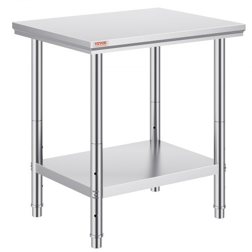Work Table 24 x 30 x 32 Inches NSF Stainless Steel Work Table for Commercial Kitchen Prep Workbench 60X76X80cm with Lower Shelf Work Table Silvery for Commercial Kitchen Restaurant