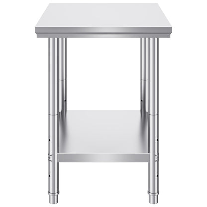 Work Table 24 x 30 x 32 Inches NSF Stainless Steel Work Table for Commercial Kitchen Prep Workbench 60X76X80cm with Lower Shelf Work Table Silvery for Commercial Kitchen Restaurant