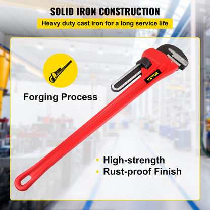 Pipe Wrench, 51 inch, Heavy Duty Cast Iron Straight Plumbing Wrench, Adjustable Plumber Tool for Sink Faucet Toilet Bowl Bathroom Kitchen Drainer Repair Installation