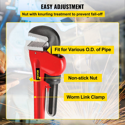 Pipe Wrench, 51 inch, Heavy Duty Cast Iron Straight Plumbing Wrench, Adjustable Plumber Tool for Sink Faucet Toilet Bowl Bathroom Kitchen Drainer Repair Installation