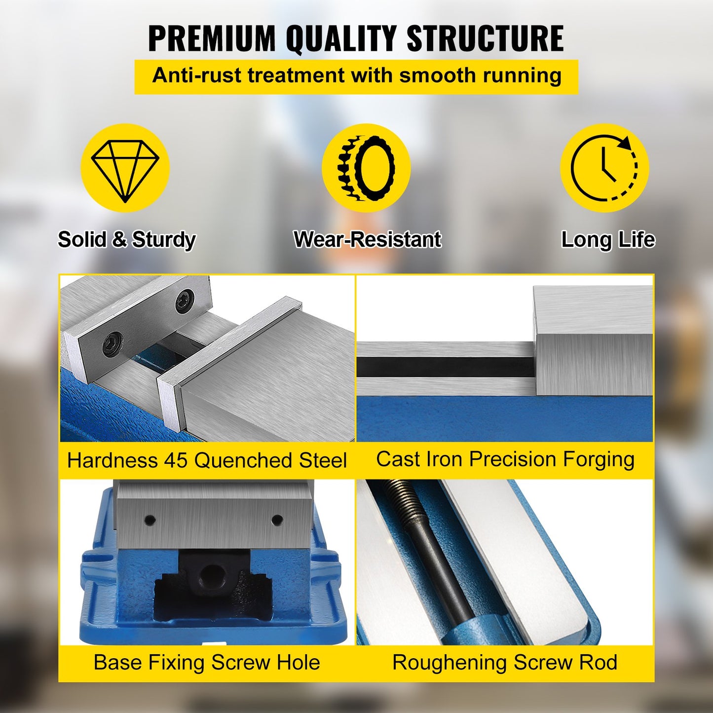 15.2 cm Powerful Precise Clamping Vice, 26.9 kg Vice Machine Vice Precision Vice Accessory Set, 4.4 cm Jaw Precise Clamping Lock Table Vice