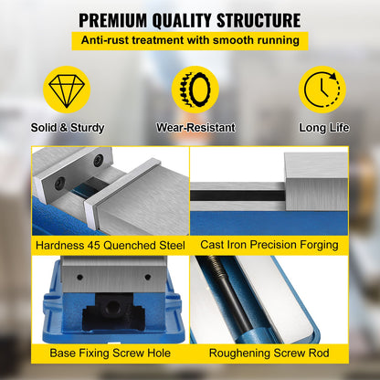 15.2 cm Powerful Precise Clamping Vice, 26.9 kg Vice Machine Vice Precision Vice Accessory Set, 4.4 cm Jaw Precise Clamping Lock Table Vice