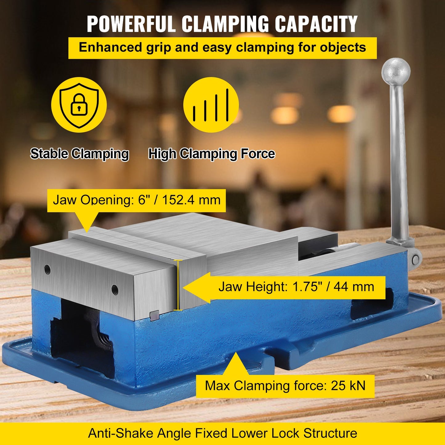 15.2 cm Powerful Precise Clamping Vice, 26.9 kg Vice Machine Vice Precision Vice Accessory Set, 4.4 cm Jaw Precise Clamping Lock Table Vice