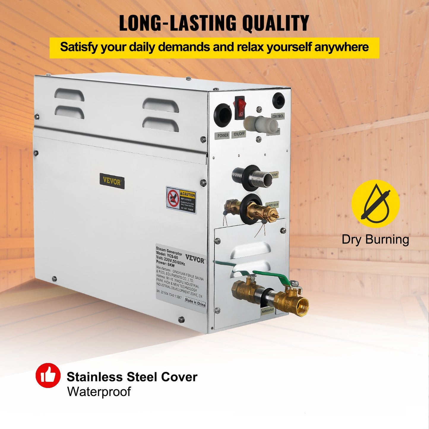 6KW Bastubadångare med LED digital display Ångbadgenerator 6KW ångrumsgenerator för hemmaspa Ånggenerator med tidskontroll