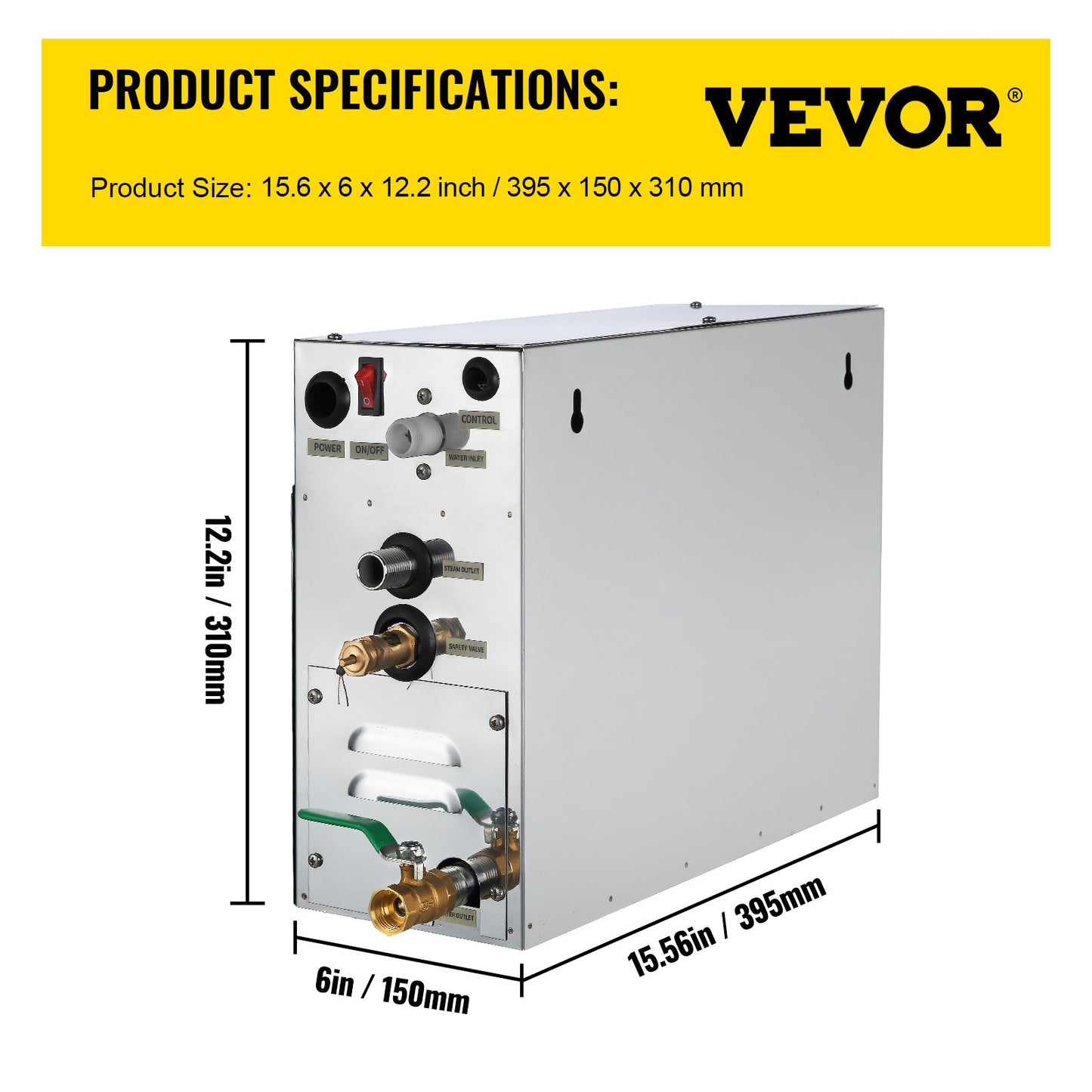 6KW Bastubadångare med LED digital display Ångbadgenerator 6KW ångrumsgenerator för hemmaspa Ånggenerator med tidskontroll