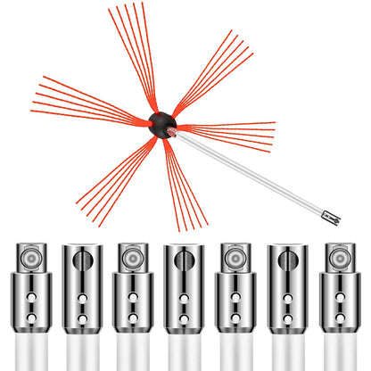 Flexible Chimney Cleaning Rods, 8 m Chimney Sweep Rods, Nylon Sooteater Chimney Cleaning Kit, Flexible Brush Head Chimney Sweeping Rods Easy Connecting Chimney Brush with 8 White Rods