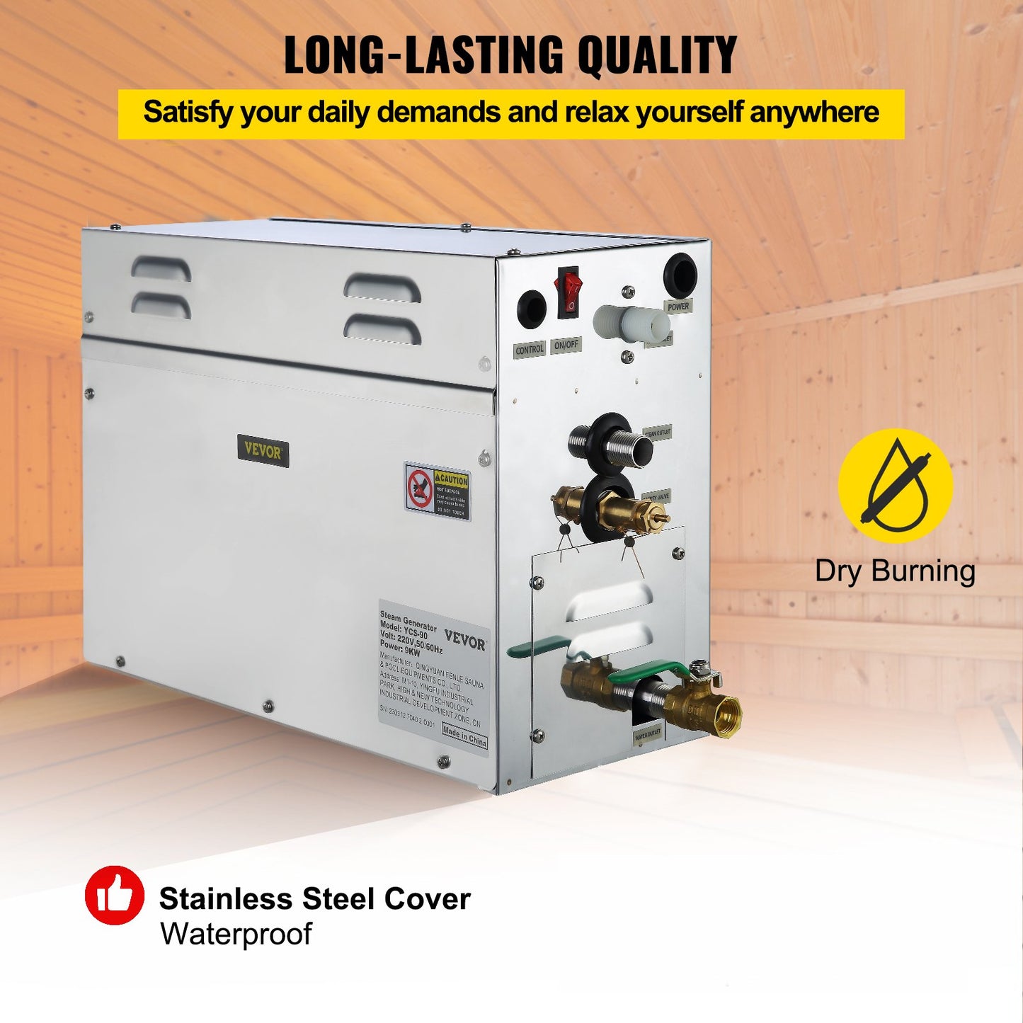 9KW ånggenerator Ånggenerator för spa-rum Digital display Ånggenerator 35 ℃-55 ℃ Bastu Ånggenerator för hem Kommersiell ånggeneratorkit Ångbadsgenerator