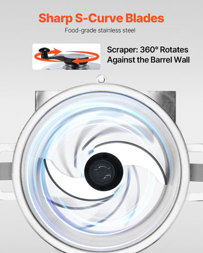 Food Processor & Vegetable Chopper, 18L Food-Grade Stainless Steel Food Processor Chopper with S-Curve Blade and Scraper, Ideal for Chopping Vegetables, Fruit, Grains, Nuts