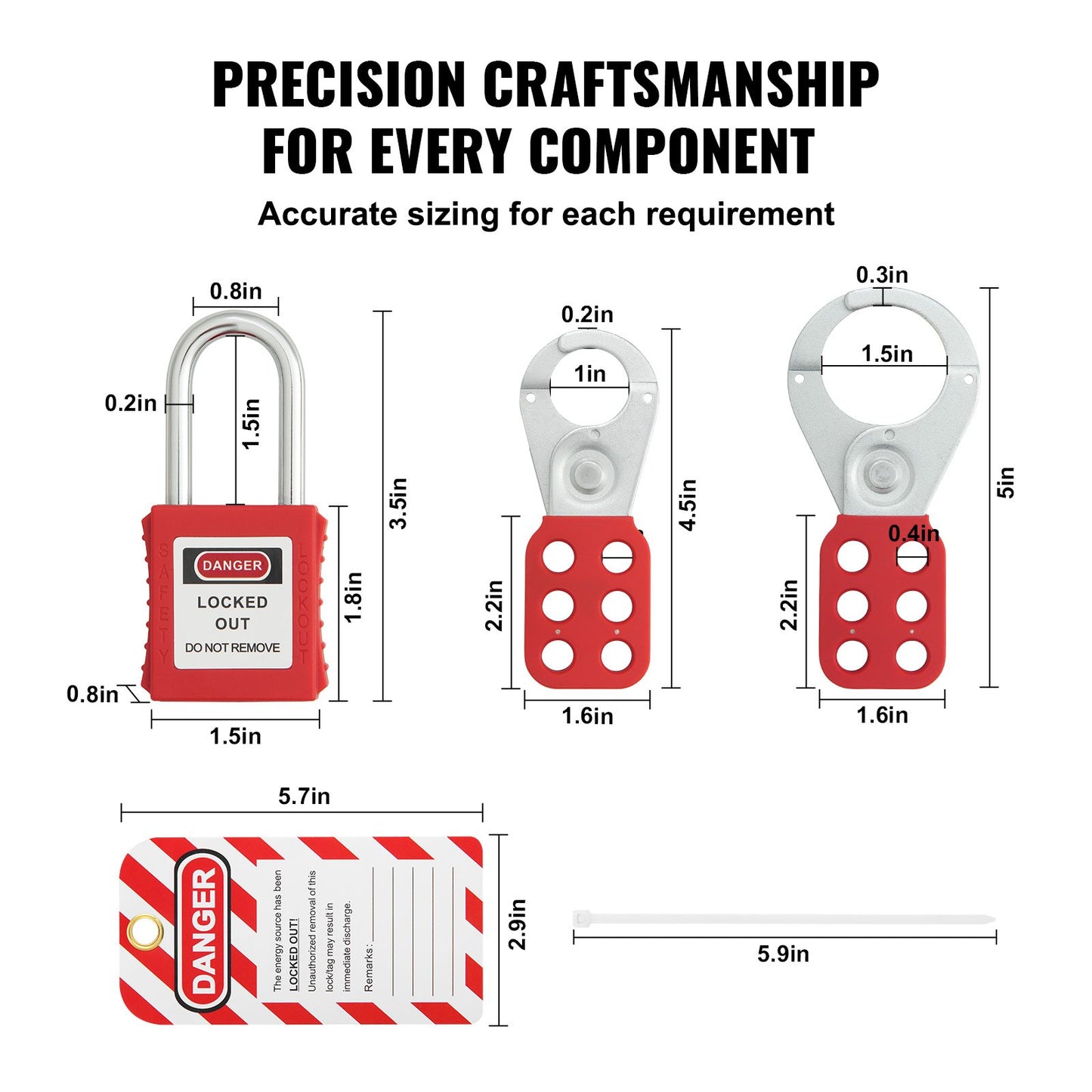 Elektrisk låsningsetikettsats, 59 delar säkerhetslåsningsetikettstation med hänglås, hasper, etiketter, band, kontaktlås, brytarspärrar, ventilspärrar, kabellås, låsväska, låda