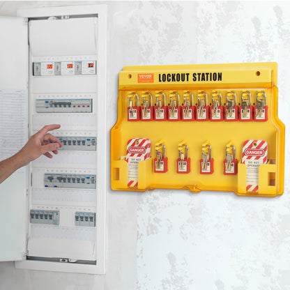 Electrical Lockout Tagout Kit, 60 PCS Safety Lockout Tagout Station Includes Padlocks, Hasps, Tags, Nylon Ties, Expansion Kit, and Lockout Station Board, for Industrial, Electric Power